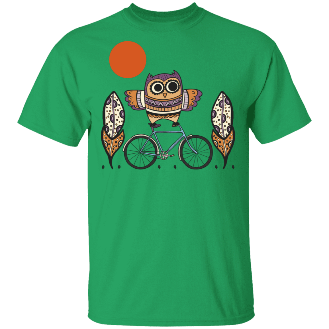 T-Shirts Irish Green / S Owl On A Bike T-Shirt
