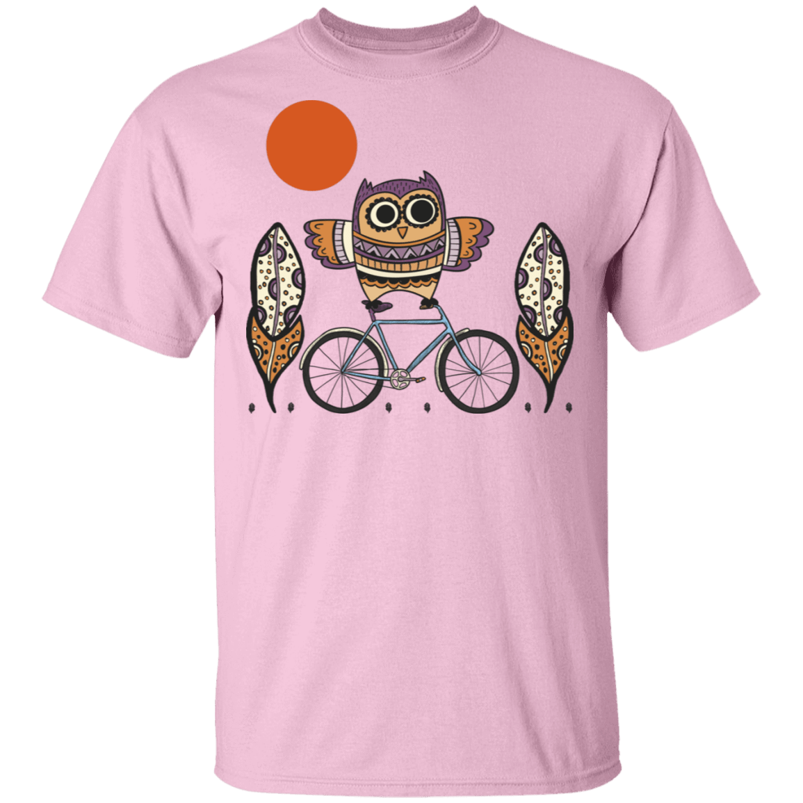 T-Shirts Light Pink / S Owl On A Bike T-Shirt