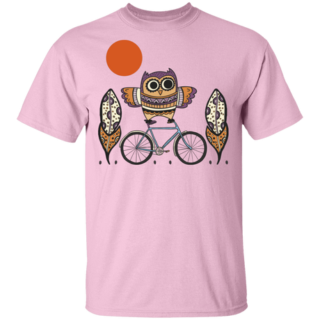 T-Shirts Light Pink / S Owl On A Bike T-Shirt