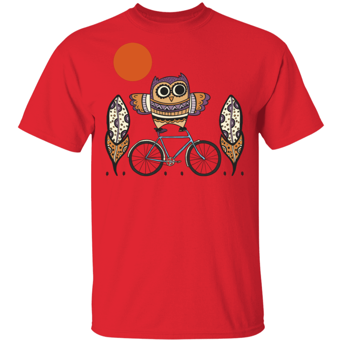 T-Shirts Red / S Owl On A Bike T-Shirt