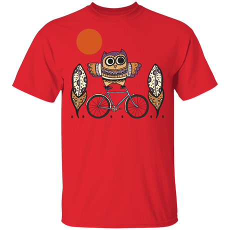 T-Shirts Red / S Owl On A Bike T-Shirt