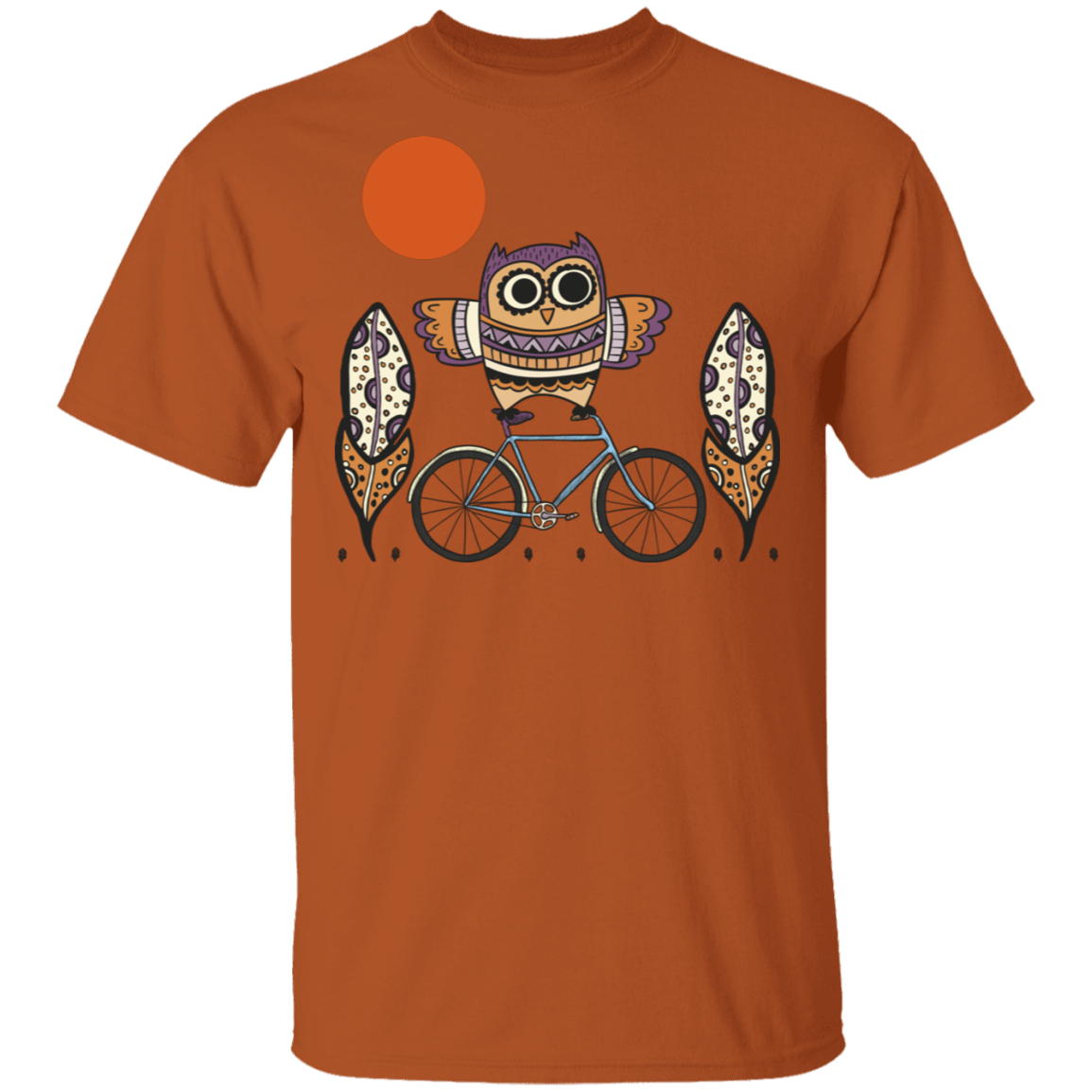 T-Shirts Texas Orange / S Owl On A Bike T-Shirt