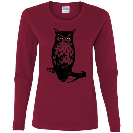 T-Shirts Cardinal / S Owl Portrait Women's Long Sleeve T-Shirt