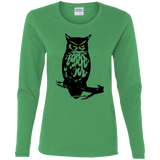 T-Shirts Irish Green / S Owl Portrait Women's Long Sleeve T-Shirt