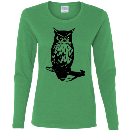 T-Shirts Irish Green / S Owl Portrait Women's Long Sleeve T-Shirt