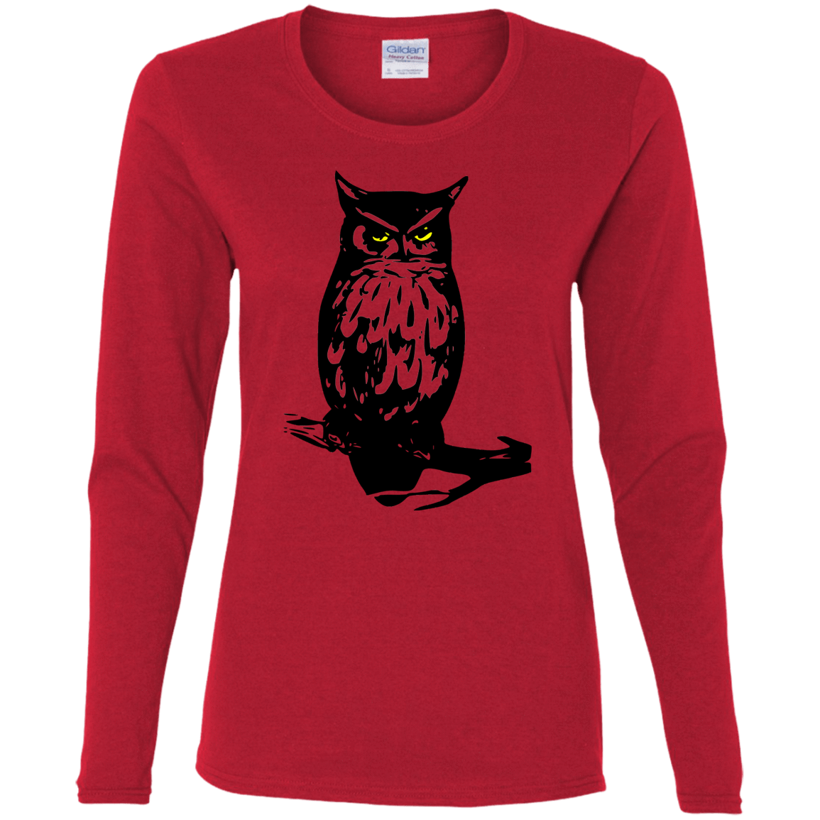 T-Shirts Red / S Owl Portrait Women's Long Sleeve T-Shirt