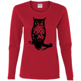 T-Shirts Red / S Owl Portrait Women's Long Sleeve T-Shirt