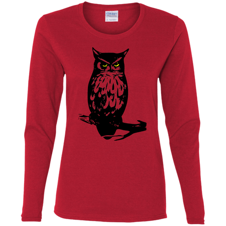 T-Shirts Red / S Owl Portrait Women's Long Sleeve T-Shirt