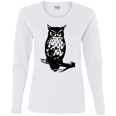 T-Shirts White / S Owl Portrait Women's Long Sleeve T-Shirt