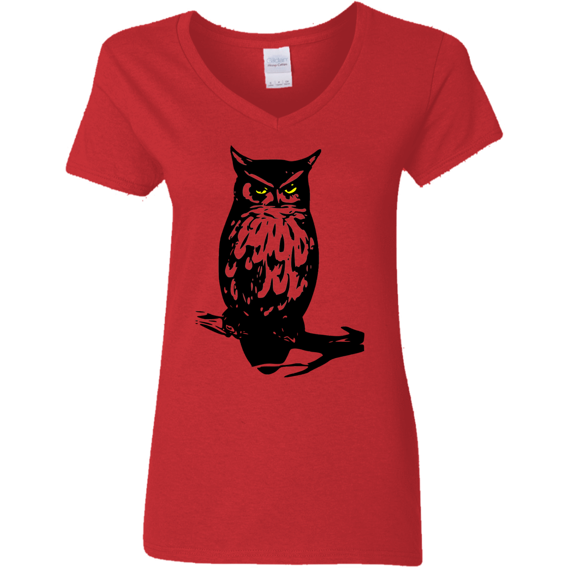 T-Shirts Red / S Owl Portrait Women's V-Neck T-Shirt