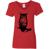 T-Shirts Red / S Owl Portrait Women's V-Neck T-Shirt