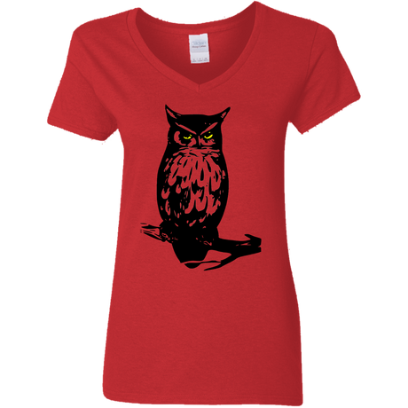 T-Shirts Red / S Owl Portrait Women's V-Neck T-Shirt