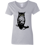 T-Shirts Sport Grey / S Owl Portrait Women's V-Neck T-Shirt