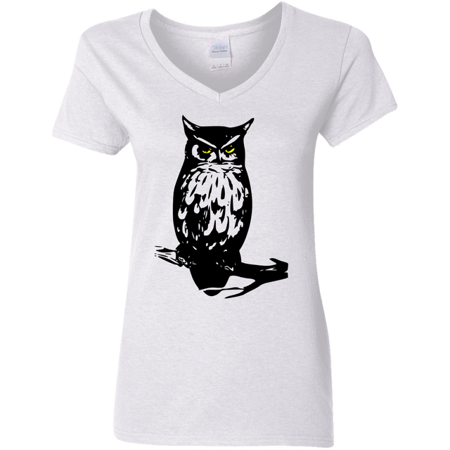 T-Shirts White / S Owl Portrait Women's V-Neck T-Shirt