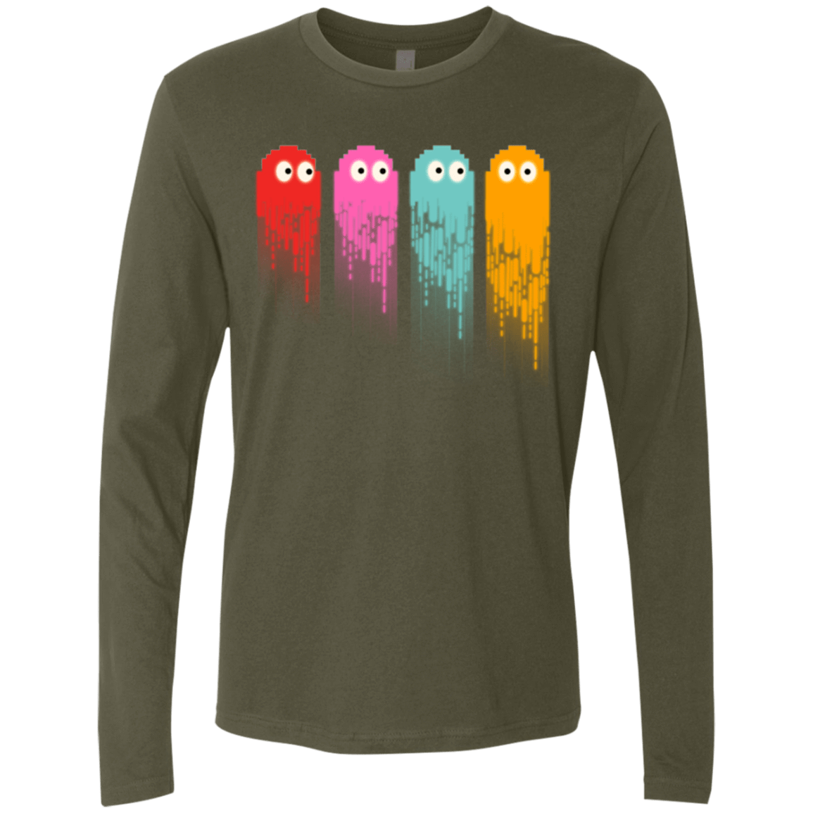 T-Shirts Military Green / Small Pac color ghost Men's Premium Long Sleeve
