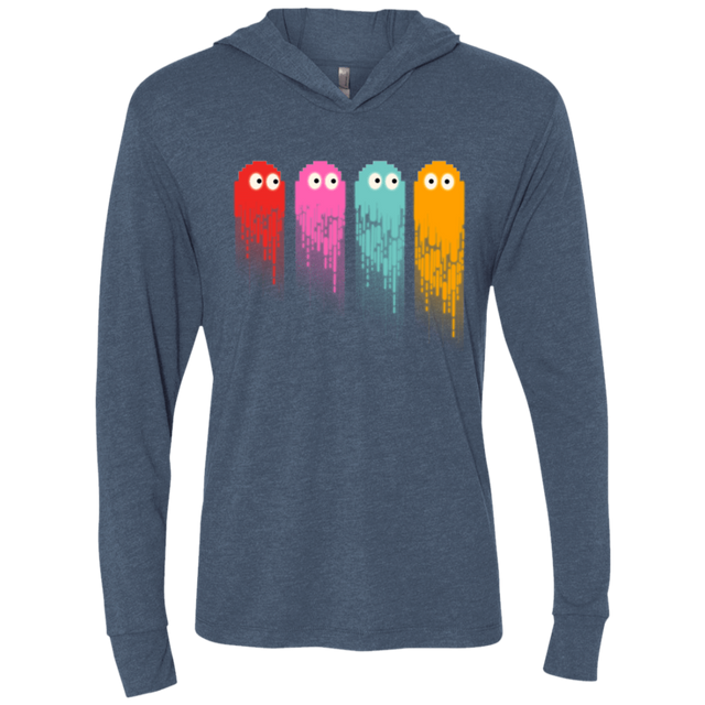 T-Shirts Indigo / X-Small Pac color ghost Triblend Long Sleeve Hoodie Tee