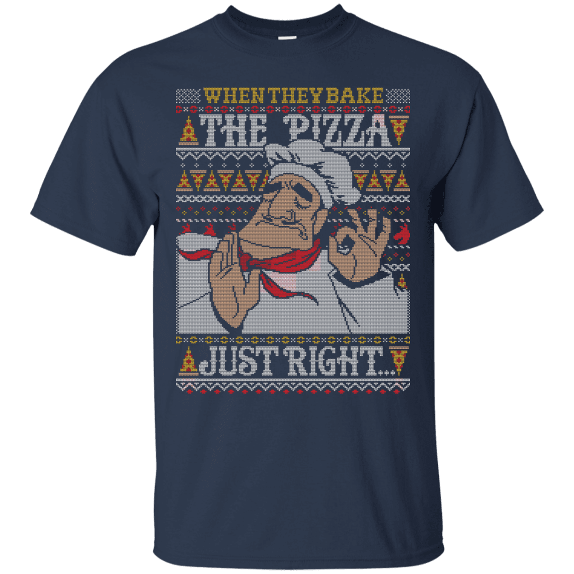 T-Shirts Navy / S Pacha Pizza Ugly Sweater T-Shirt