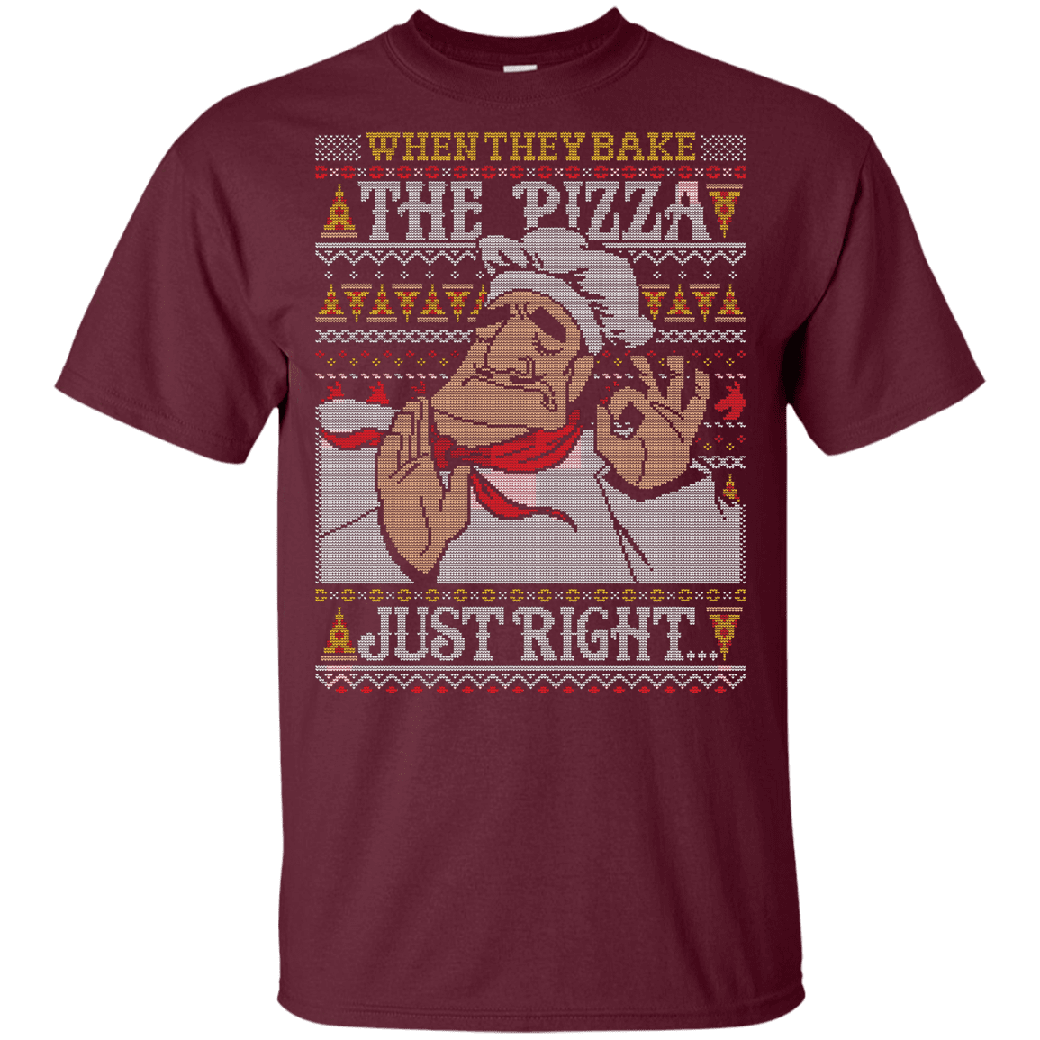 T-Shirts Maroon / YXS Pacha Pizza Ugly Sweater Youth T-Shirt