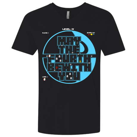 T-Shirts Black / X-Small Pacman May The Fourth Men's Premium V-Neck