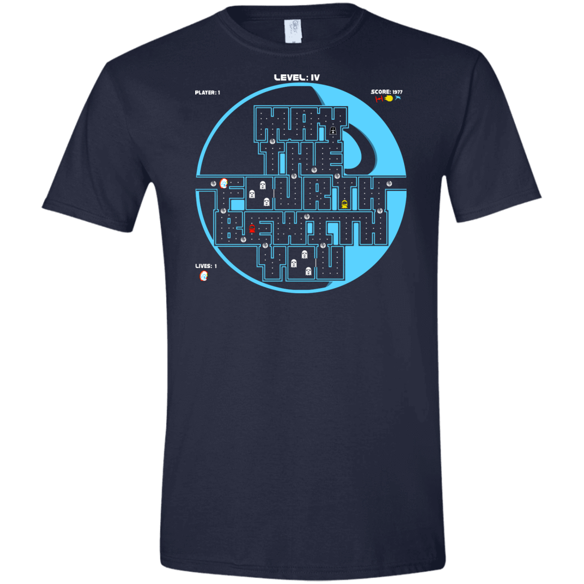 T-Shirts Navy / X-Small Pacman May The Fourth Men's Semi-Fitted Softstyle