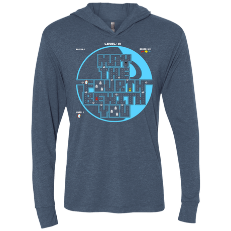 T-Shirts Indigo / X-Small Pacman May The Fourth Triblend Long Sleeve Hoodie Tee