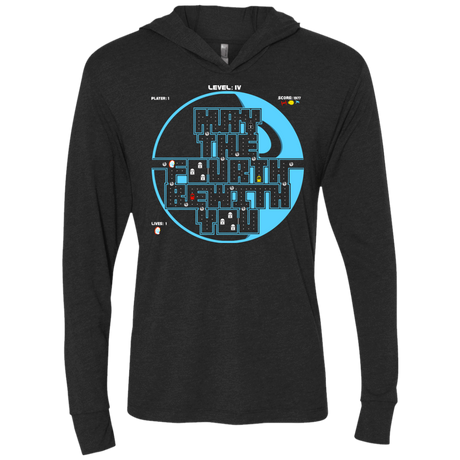 T-Shirts Vintage Black / X-Small Pacman May The Fourth Triblend Long Sleeve Hoodie Tee