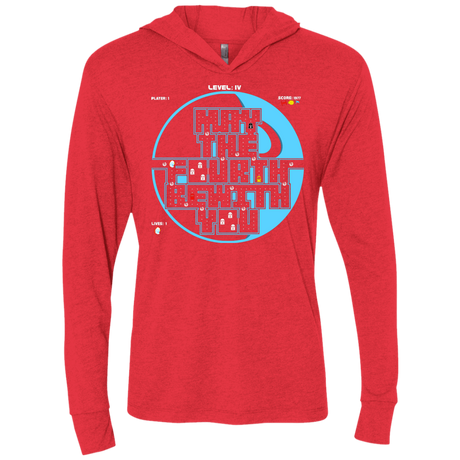 T-Shirts Vintage Red / X-Small Pacman May The Fourth Triblend Long Sleeve Hoodie Tee