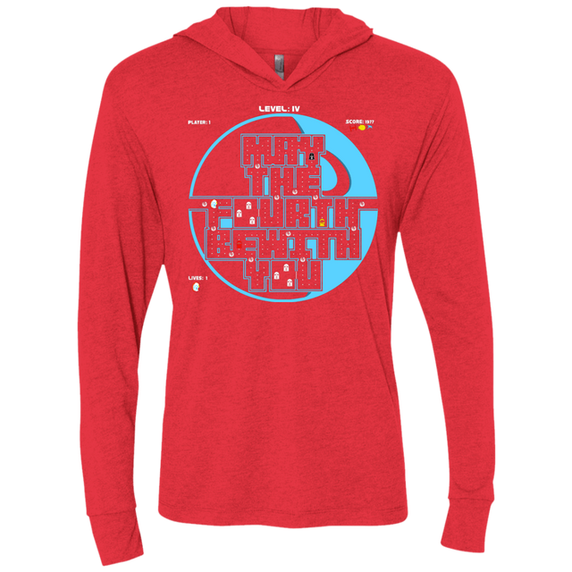 T-Shirts Vintage Red / X-Small Pacman May The Fourth Triblend Long Sleeve Hoodie Tee