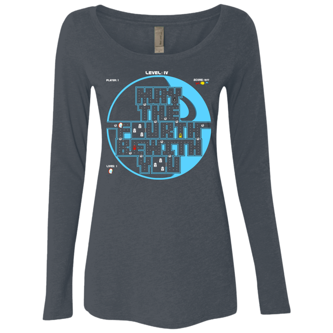 T-Shirts Vintage Navy / S Pacman May The Fourth Women's Triblend Long Sleeve Shirt