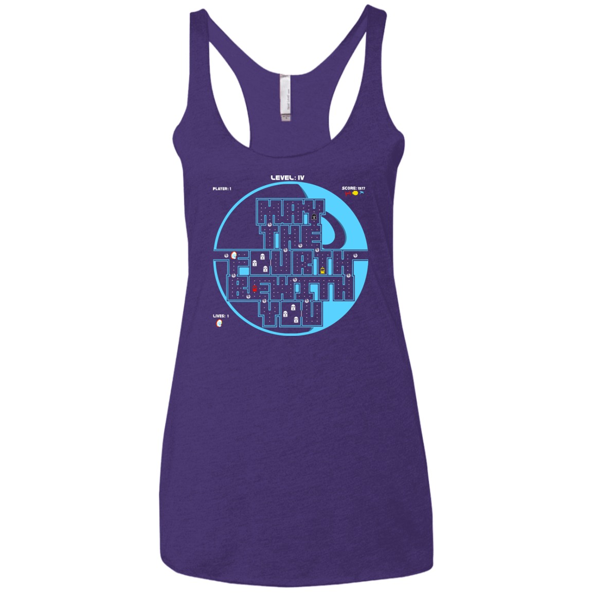 T-Shirts Purple Rush / X-Small Pacman May The Fourth Women's Triblend Racerback Tank