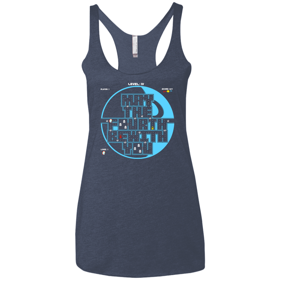 T-Shirts Vintage Navy / X-Small Pacman May The Fourth Women's Triblend Racerback Tank