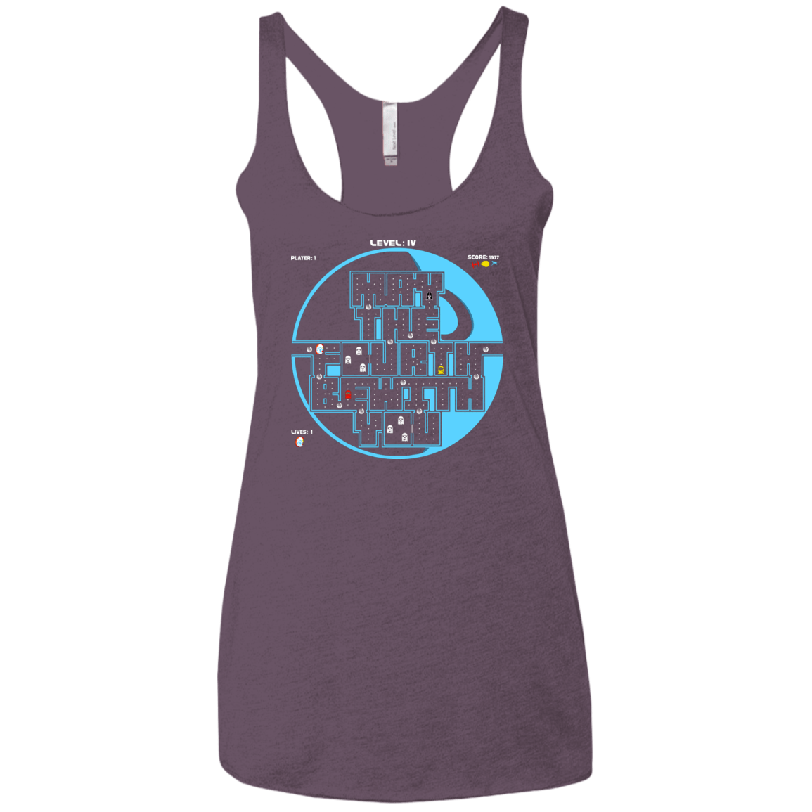 T-Shirts Vintage Purple / X-Small Pacman May The Fourth Women's Triblend Racerback Tank