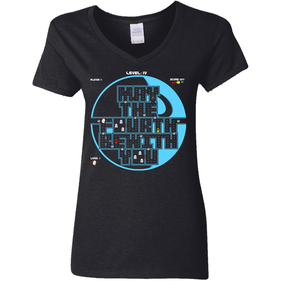 T-Shirts Black / S Pacman May The Fourth Women's V-Neck T-Shirt