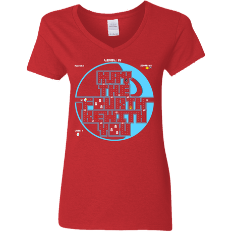 T-Shirts Red / S Pacman May The Fourth Women's V-Neck T-Shirt