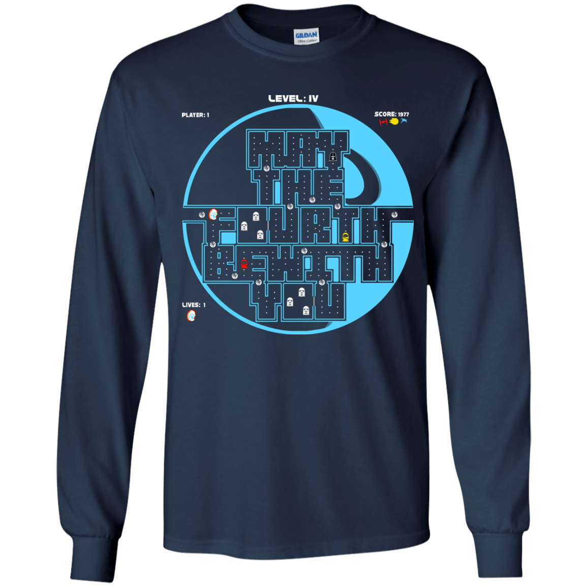 T-Shirts Navy / YS Pacman May The Fourth Youth Long Sleeve T-Shirt