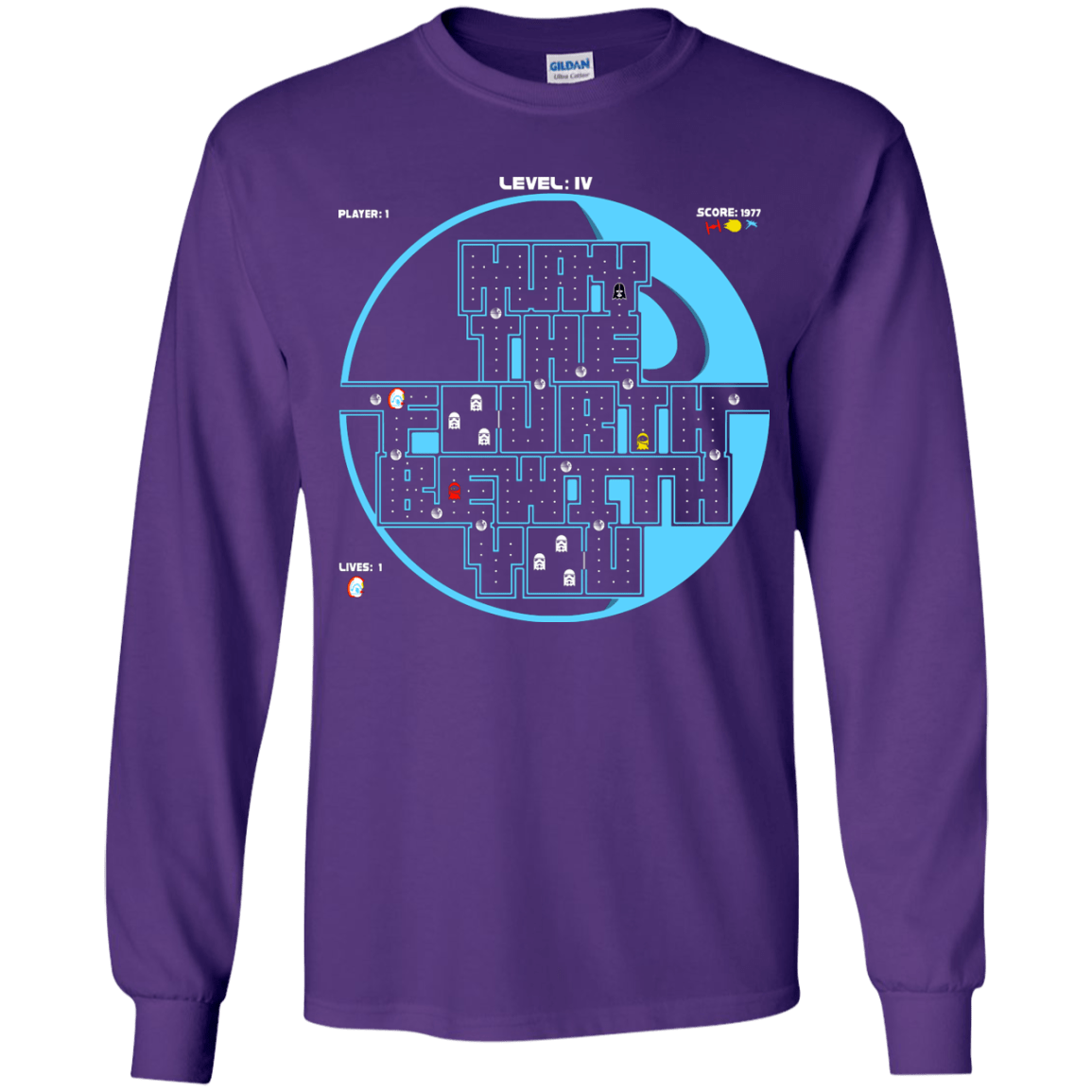 T-Shirts Purple / YS Pacman May The Fourth Youth Long Sleeve T-Shirt