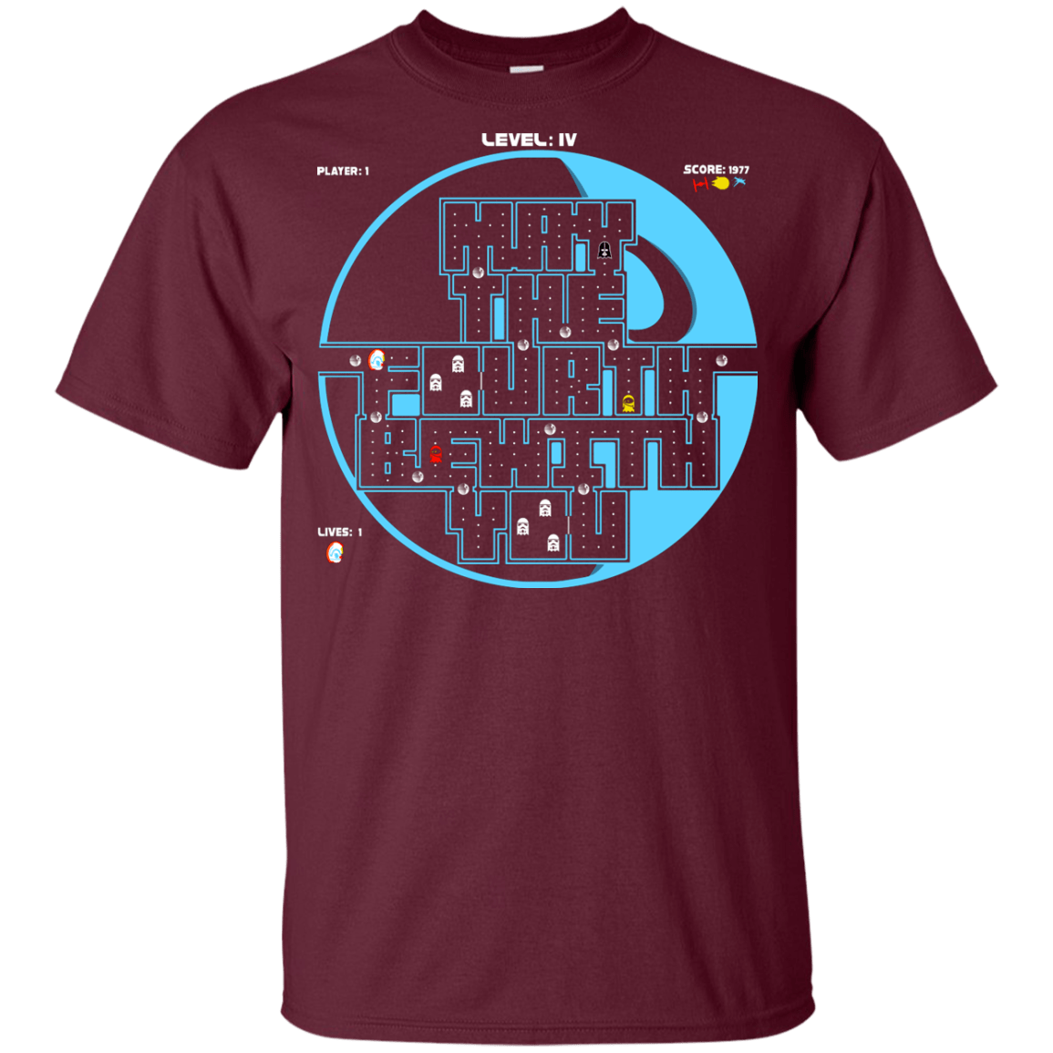 T-Shirts Maroon / YXS Pacman May The Fourth Youth T-Shirt