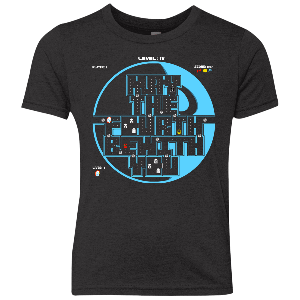 T-Shirts Vintage Black / YXS Pacman May The Fourth Youth Triblend T-Shirt