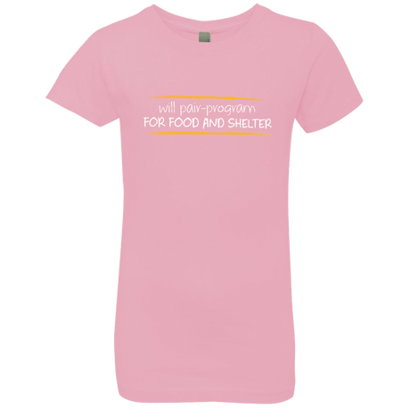 T-Shirts Light Pink / YXS Pair Programming For Food And Shelter Girls Premium T-Shirt