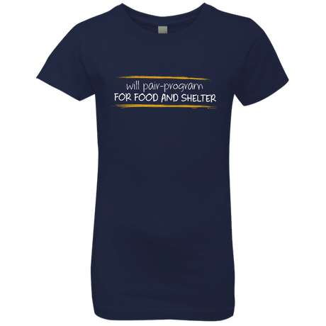 T-Shirts Midnight Navy / YXS Pair Programming For Food And Shelter Girls Premium T-Shirt