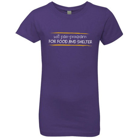 T-Shirts Purple Rush / YXS Pair Programming For Food And Shelter Girls Premium T-Shirt