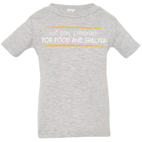 T-Shirts Heather Grey / 6 Months Pair Programming For Food And Shelter Infant Premium T-Shirt
