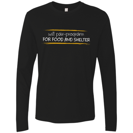 T-Shirts Black / Small Pair Programming For Food And Shelter Men's Premium Long Sleeve
