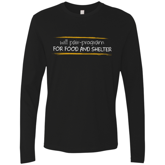T-Shirts Black / Small Pair Programming For Food And Shelter Men's Premium Long Sleeve