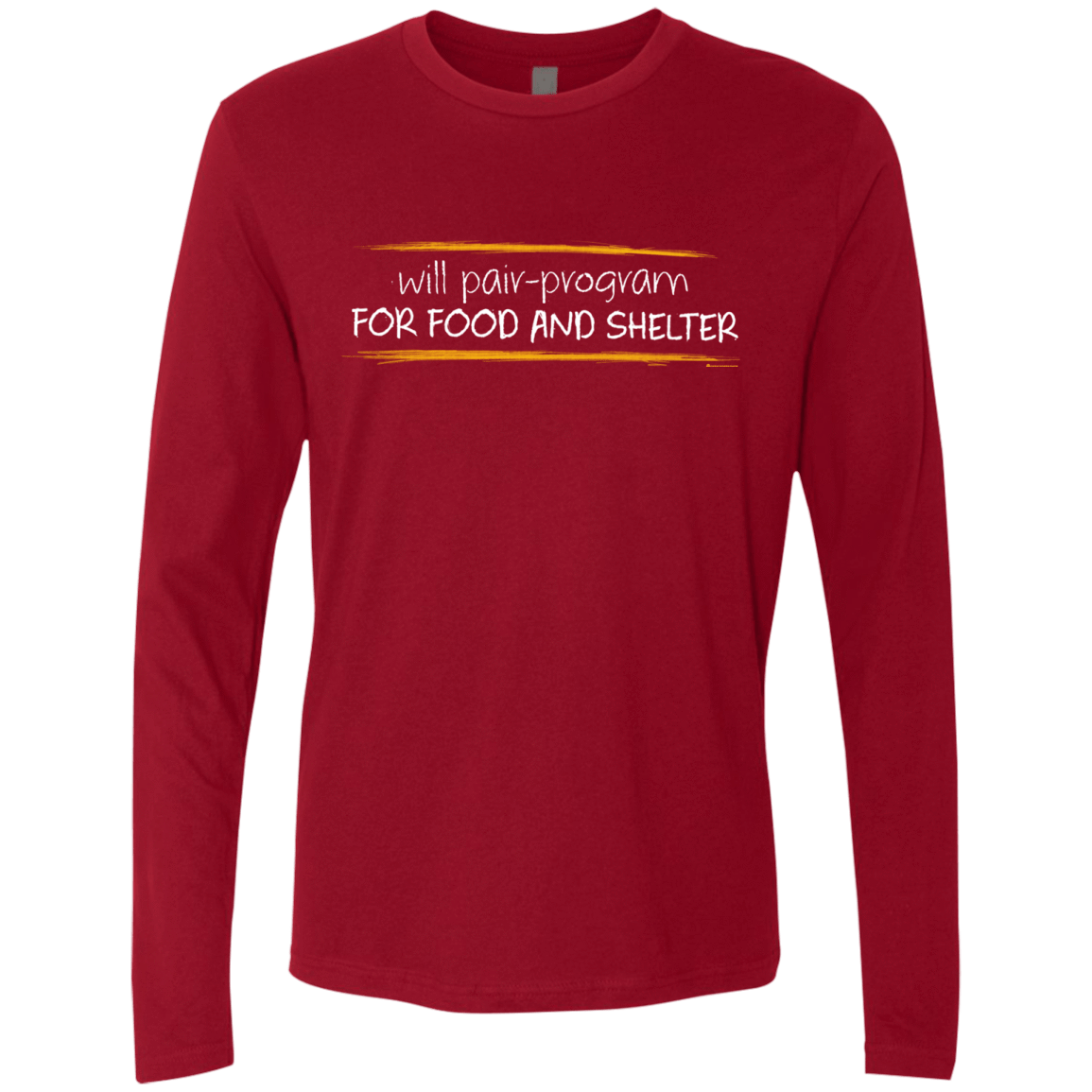 T-Shirts Cardinal / Small Pair Programming For Food And Shelter Men's Premium Long Sleeve