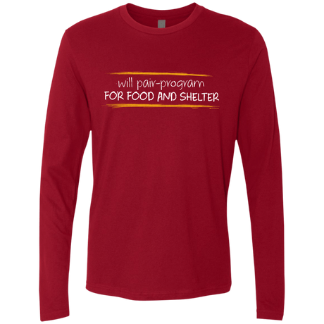 T-Shirts Cardinal / Small Pair Programming For Food And Shelter Men's Premium Long Sleeve