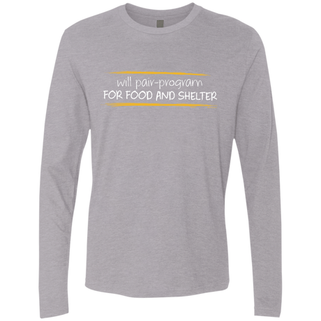 T-Shirts Heather Grey / Small Pair Programming For Food And Shelter Men's Premium Long Sleeve