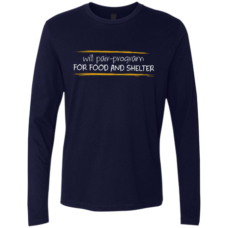 T-Shirts Midnight Navy / Small Pair Programming For Food And Shelter Men's Premium Long Sleeve