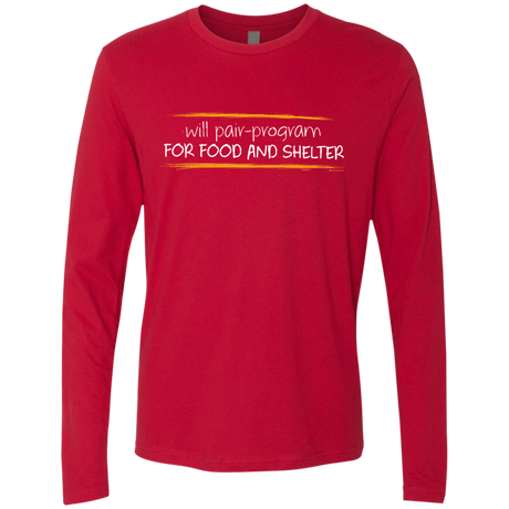 T-Shirts Red / Small Pair Programming For Food And Shelter Men's Premium Long Sleeve