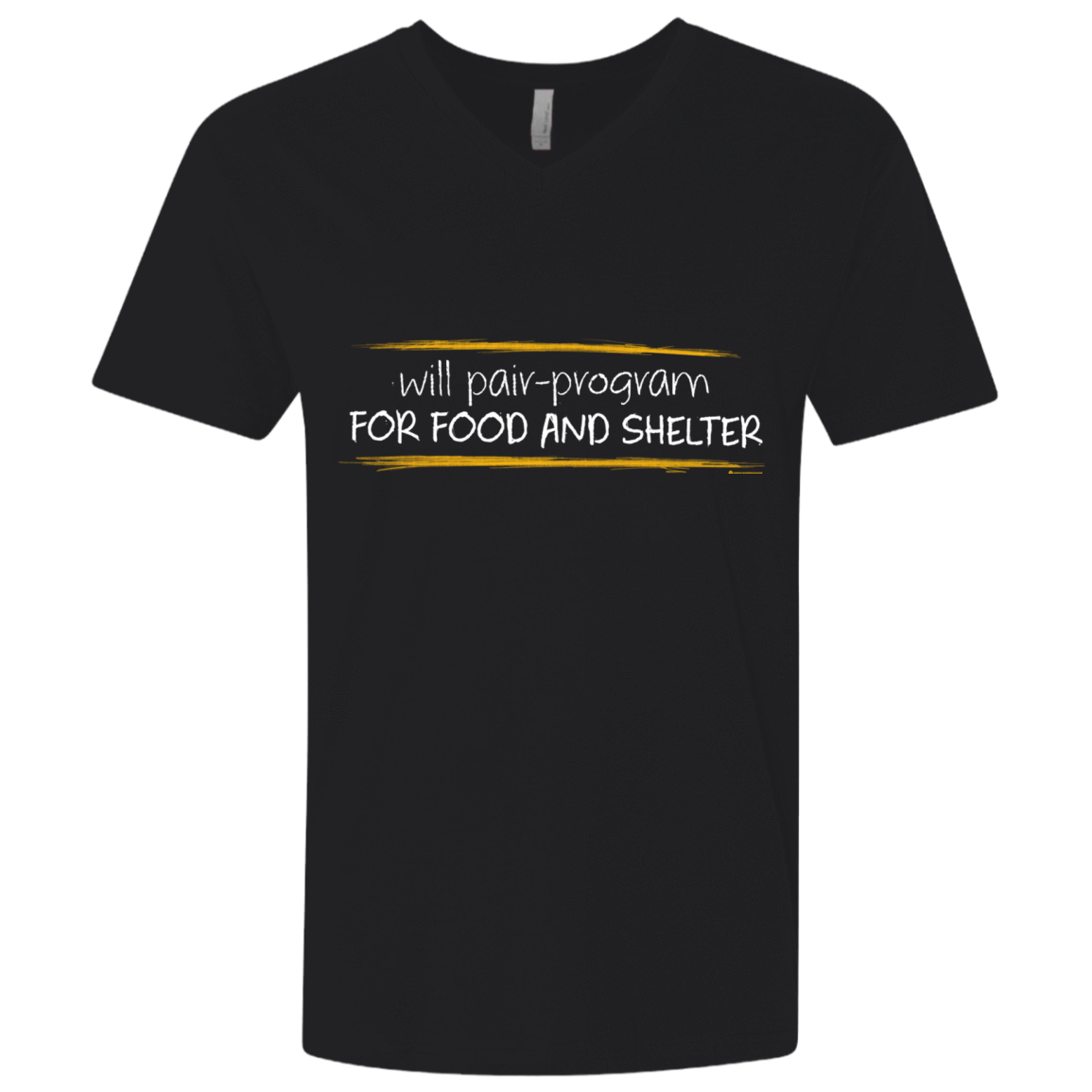 T-Shirts Black / X-Small Pair Programming For Food And Shelter Men's Premium V-Neck